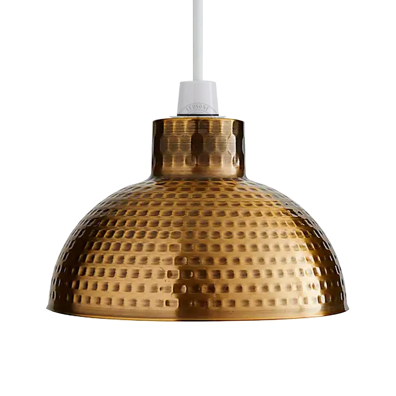 Industrial Pendant Light Shade, Vintage Metal Yellow Brass Lampshade, E27 Ceiling Hanging Light Fitting, Retro Lamp Shade for Kitchen Island, Dining Room, Bar, Cafe โ image 1