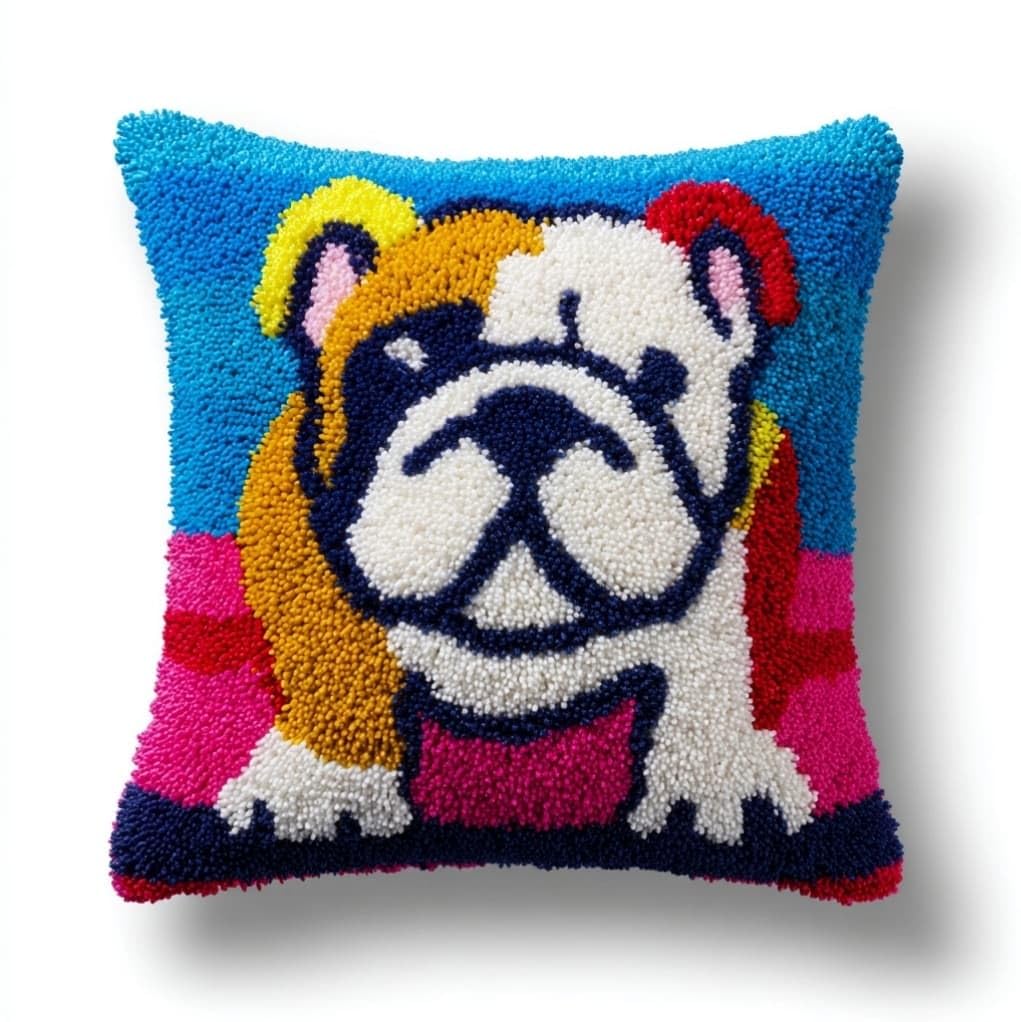 AxiangziK Latch Hook Pillow Cushion Cover Kit,English Bulldog