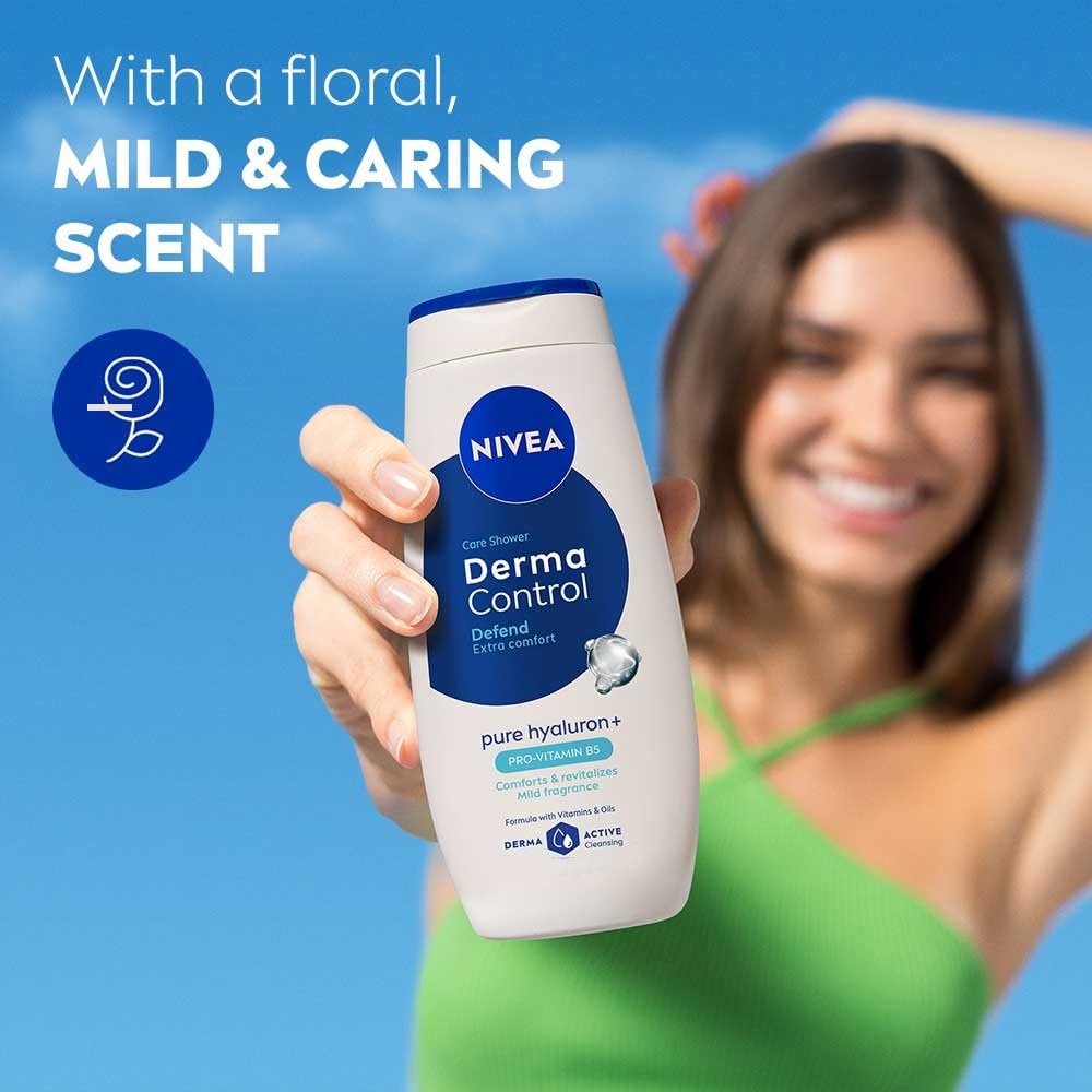 NIVEA Derma Control Defend Shower Gel 500ml – Gentle Daily Body Wash for Sensitive Skin, pH-Kind Cleansing that Cleans Thoroughly Without Drying, Large Family Value Size for Everyday Use