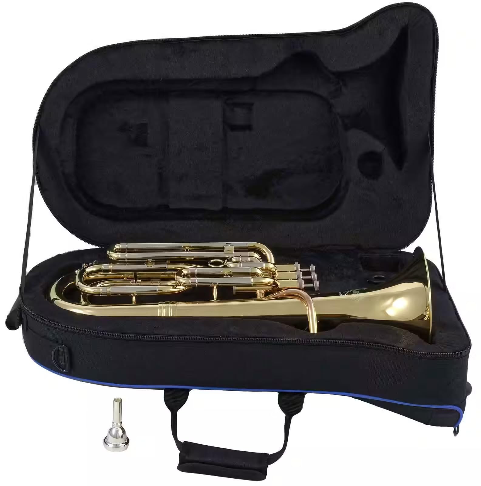 Woodbrass WSH200 - Saxhorn Baryton Si♭ Verni – Instrument à vent Débutant Prêt à Jouer, Laiton Verni, 3 Pistons, Étui Sac à Dos & Embouchure Inclus