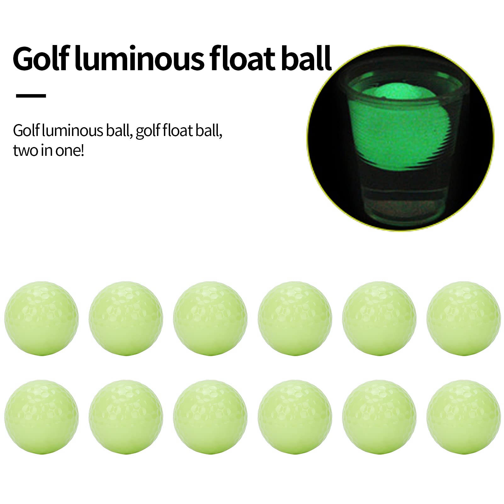 Alomejor 12 Piezas de Bolas de Golf Luminosas, Bolas de Golf Luminosas, Pelota Flotante de Golf, Golf Nocturno