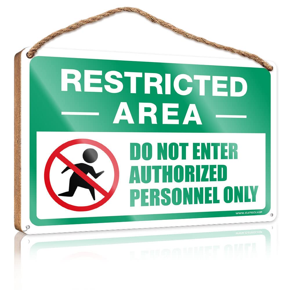 Dtha One Color Decorative Hanging Sign Restricted Area Sign, Do Not Enter, Authorized Personnel Only Wooden Porch Signs Outdoor Outdoor Patio Decor(23X35cm)