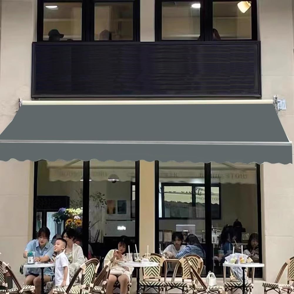 Tissu de rechange rétractable pour pare-soleil de terrasse (sans cadre) en polyester 280 g pour terrasse et porche – Gris 4 x 1,50 m