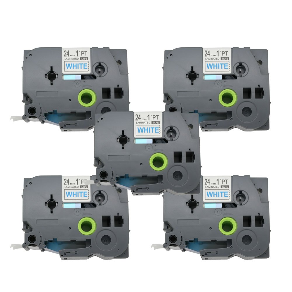 BROVACS 5 Pack Blue on White Label Tape Compatible for Brother P-Touch TZ 253 TZe 253 24mm 1" OPA1125Cx5