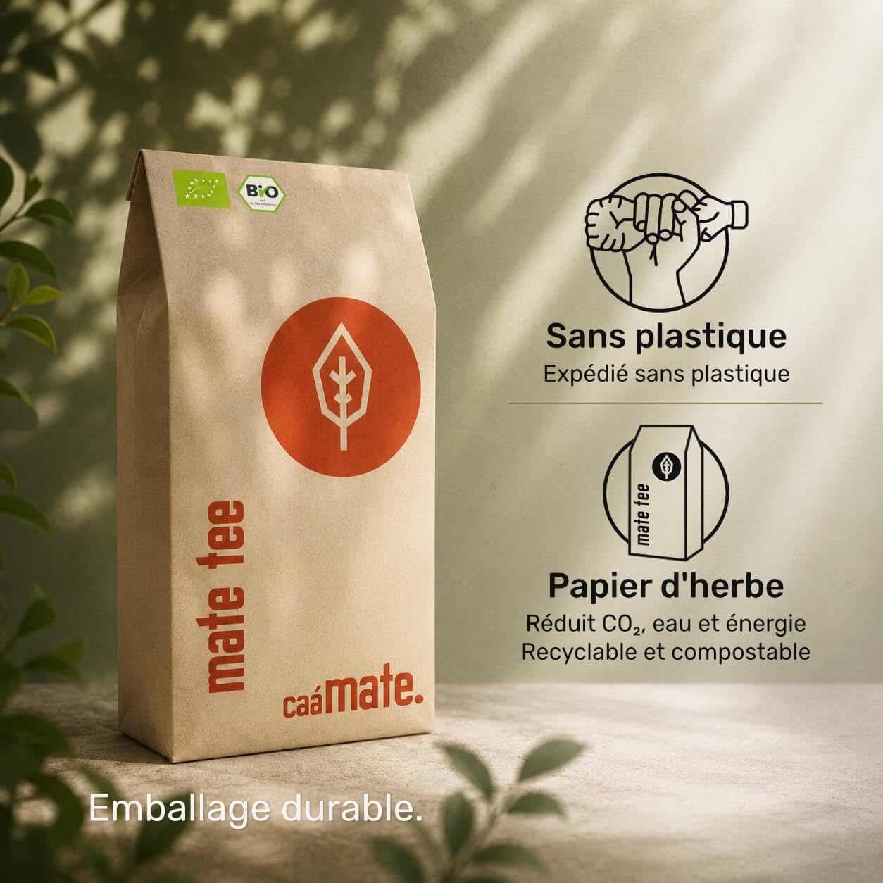 Yerba Maté Bio 1kg ● Feuilles Pures ● Maté Vert Non Fumé ● L’Original ● Sans Tiges ni Poudre ● Cultivé Traditionnellement