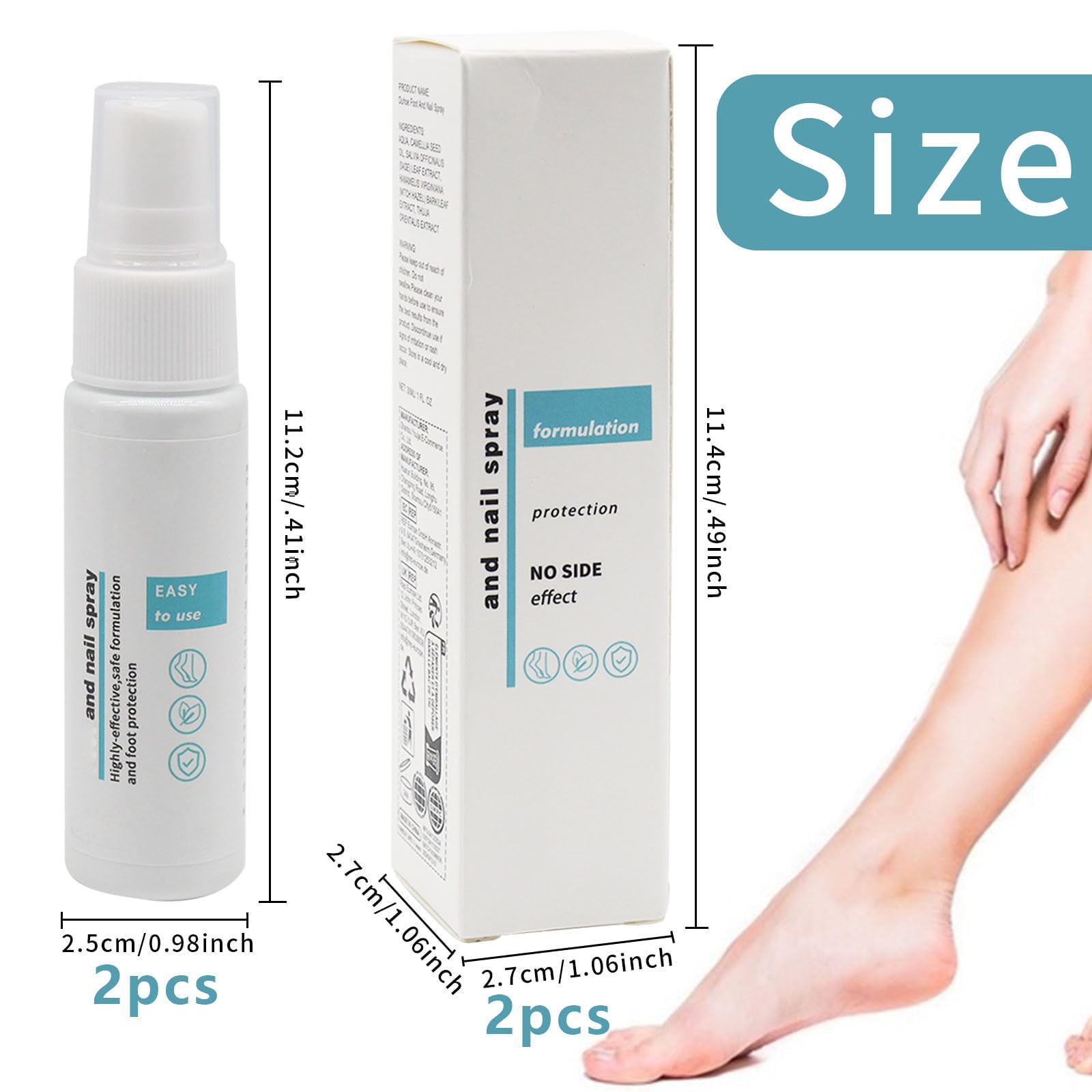 Spray para Hongos en Los Pies, 2 unidades para Pies y Uñas, Spray para Hongos en Las Uñas, Spray para Pies para Reparación de Uñas, control de olores, aerosol de pies para reparación de uñas