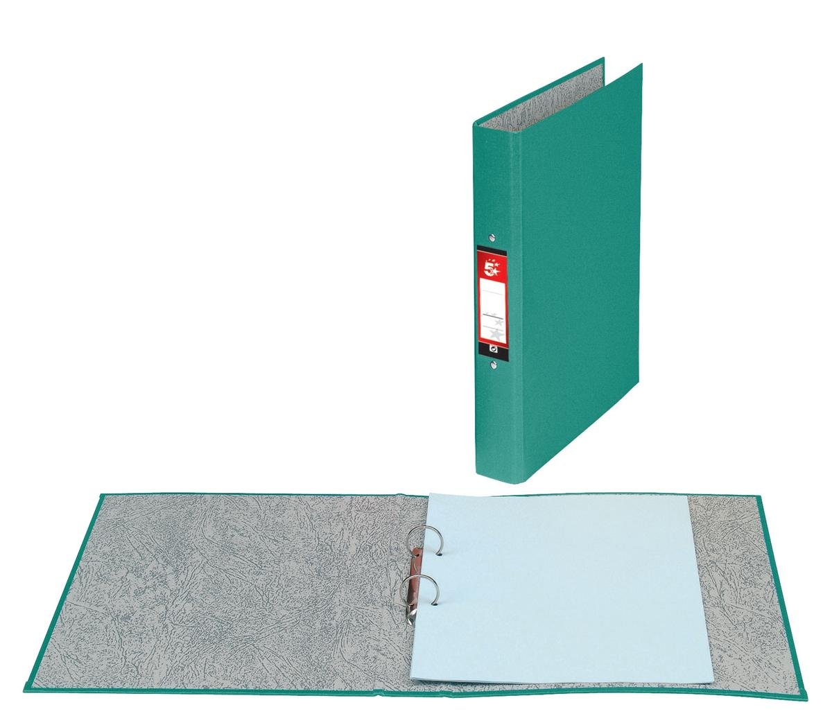 5 Star Office Ring Binders 2 O-Ring Size 25mm A4 Green [Pack 10]