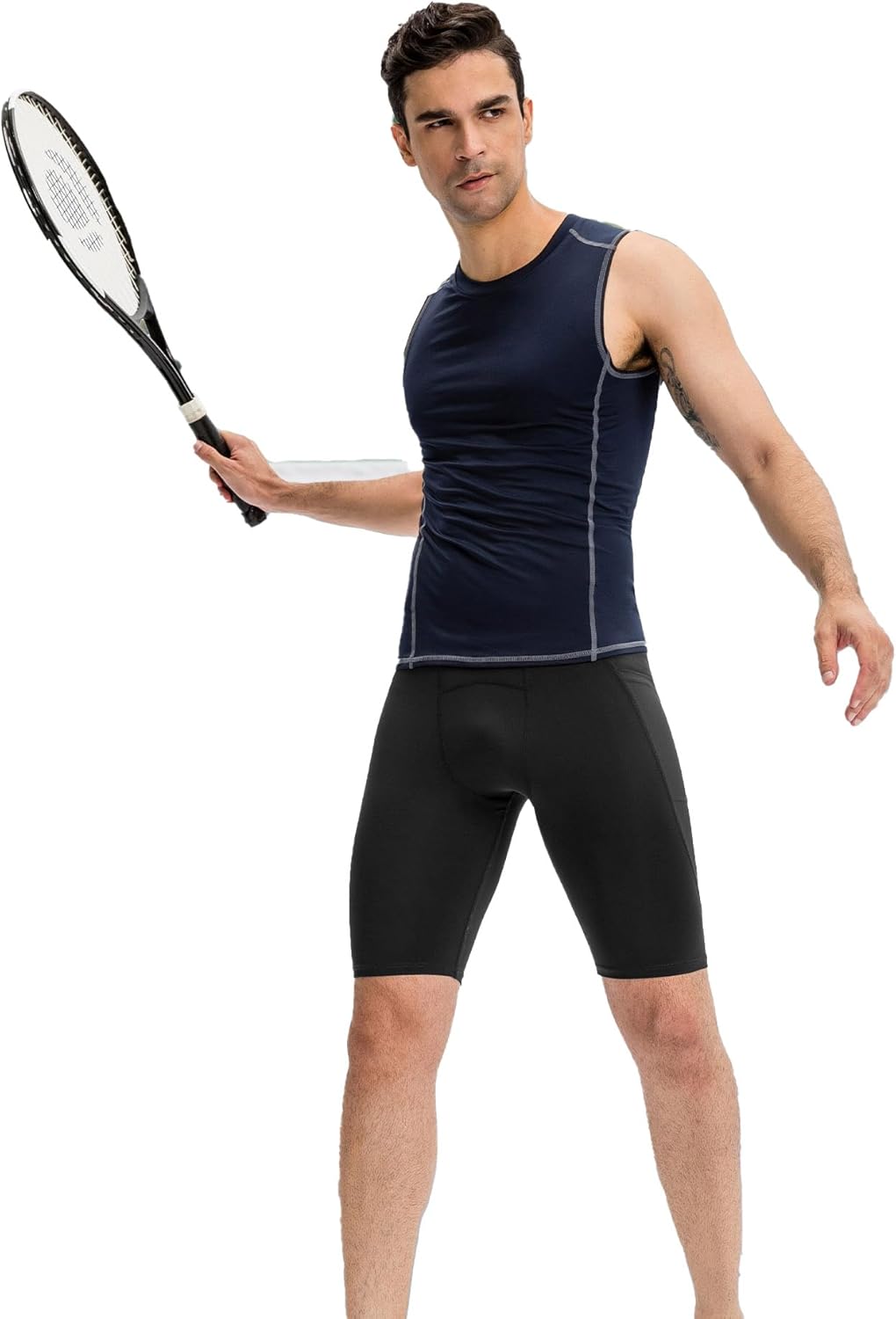 Men's Compression Shorts with Pockets Spandex Sports Running Underwear Workouts Yoga Gym Athletic Shorts - Image 8