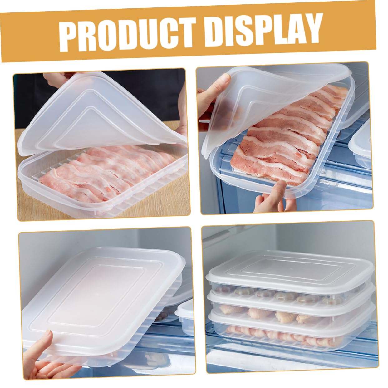 IMIKEYA 8pezzi Contenitori Per Conservazione Alimenti Con Coperchio Ermetico Scatole Trasparenti Per Frigo Per Pesce e Di Mare Organizzatori Per Cucina e Frigorifero