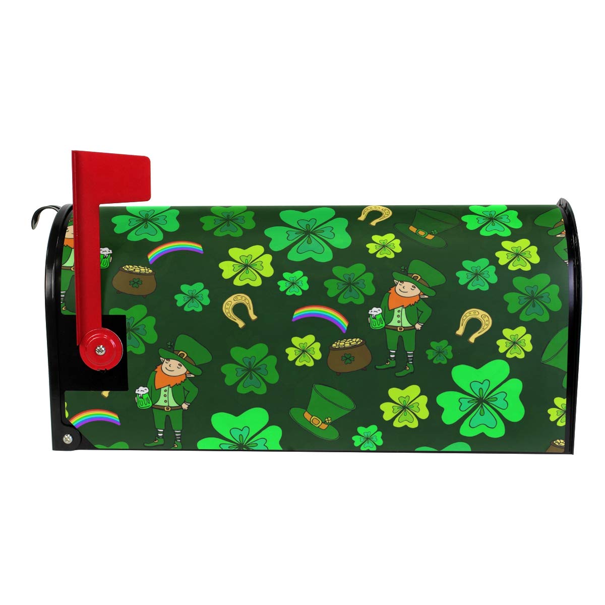 St Patricks Green Leprechaun with Clover Magnetic Mailbox Cover for Standard Mailboxes