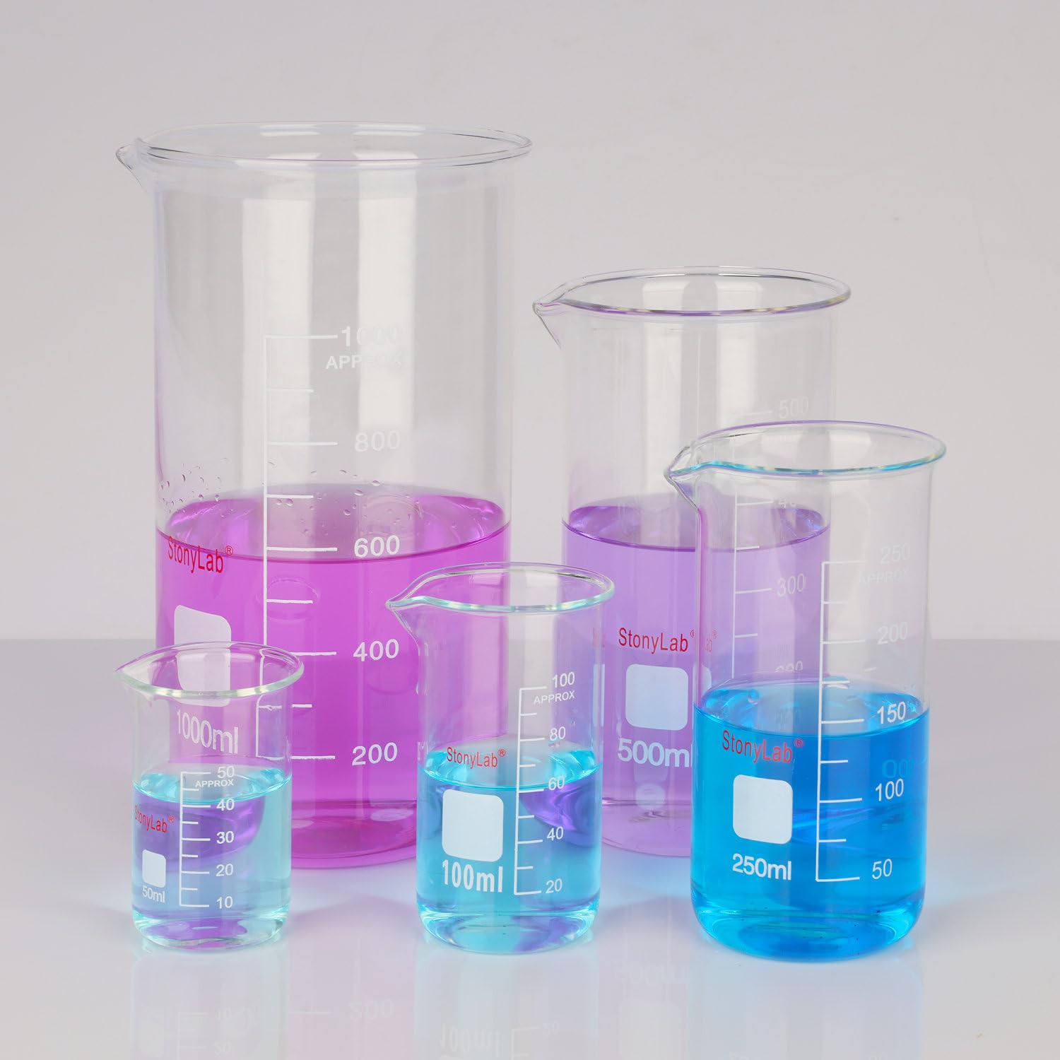stonylab Bécher en Verre, Lot de 1, Verre Borosilicaté Gradué, Bécher de Laboratoire à Bec Verseur, 1000 ml