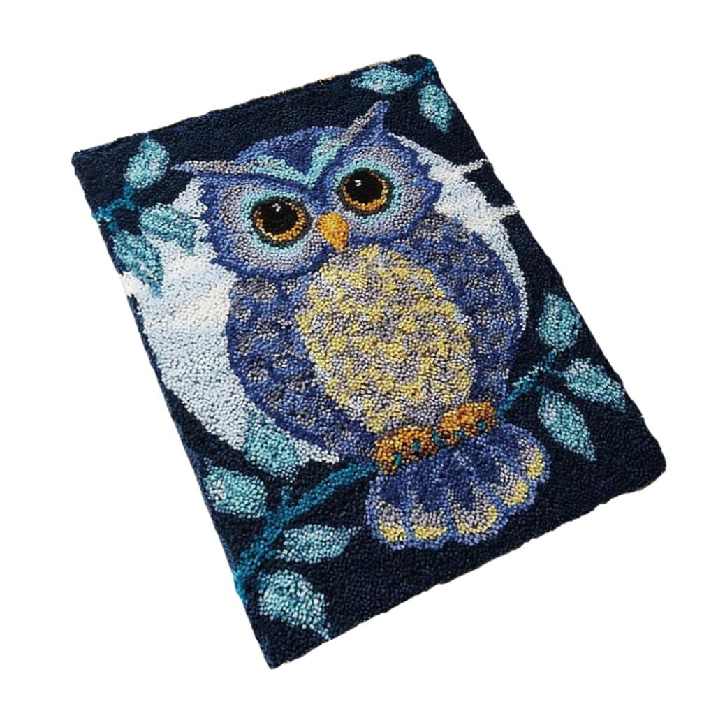 Hperu 50*38Cm Rug Making Kits For Adults, Diy Owl Latch Hook Rug Kit - Crochet Carpet Embroidery Making Kits For Adults Kids, 50X38cm Home Craft Project