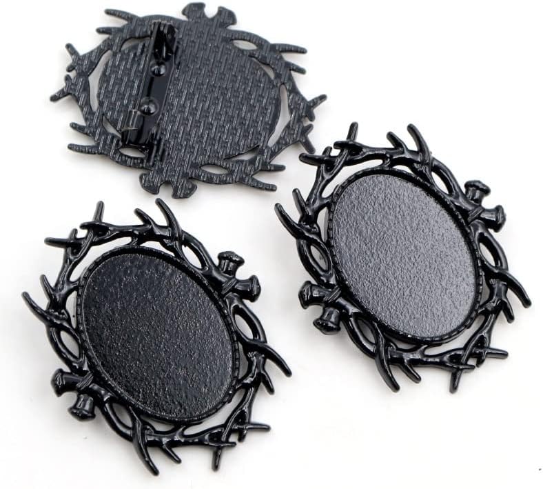 TTAANE 5 piezas de 0.709 x 0.984in, tamaño interior, colores plata antigua, chapado en bronce, broche negro, estilo clásico, ajuste de base de