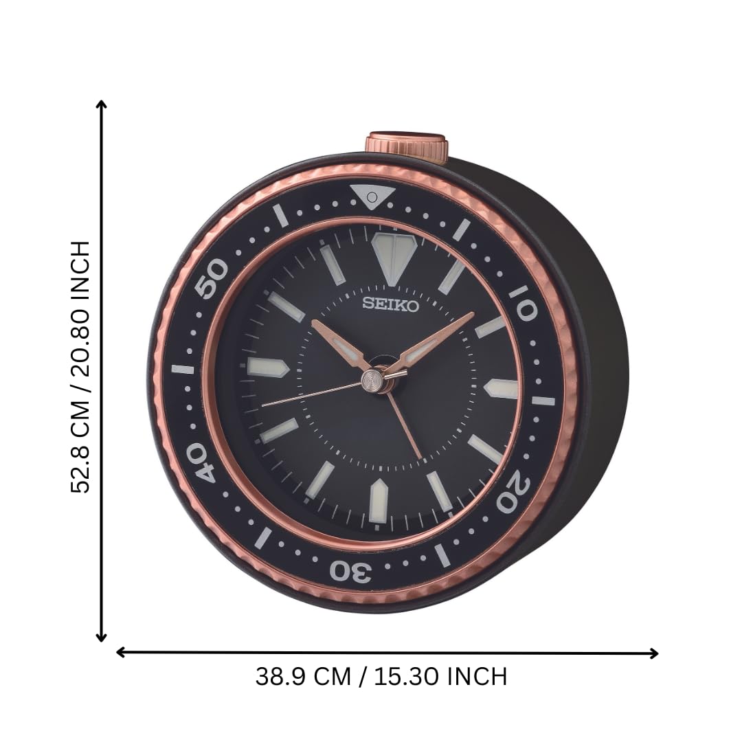 SEIKO Elegant Table Top Round Black Plastic Analog Beep Alarm