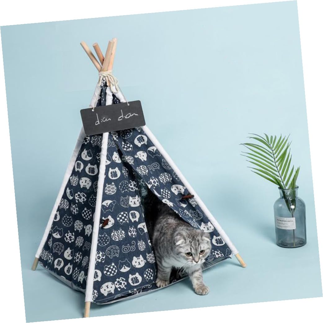 Gatuida Tente pour Chien en Lin et Bois, Intérieur et Extérieur, Lit pour Animaux de Compagnie, Obscurcit la Lumière, Sécurité