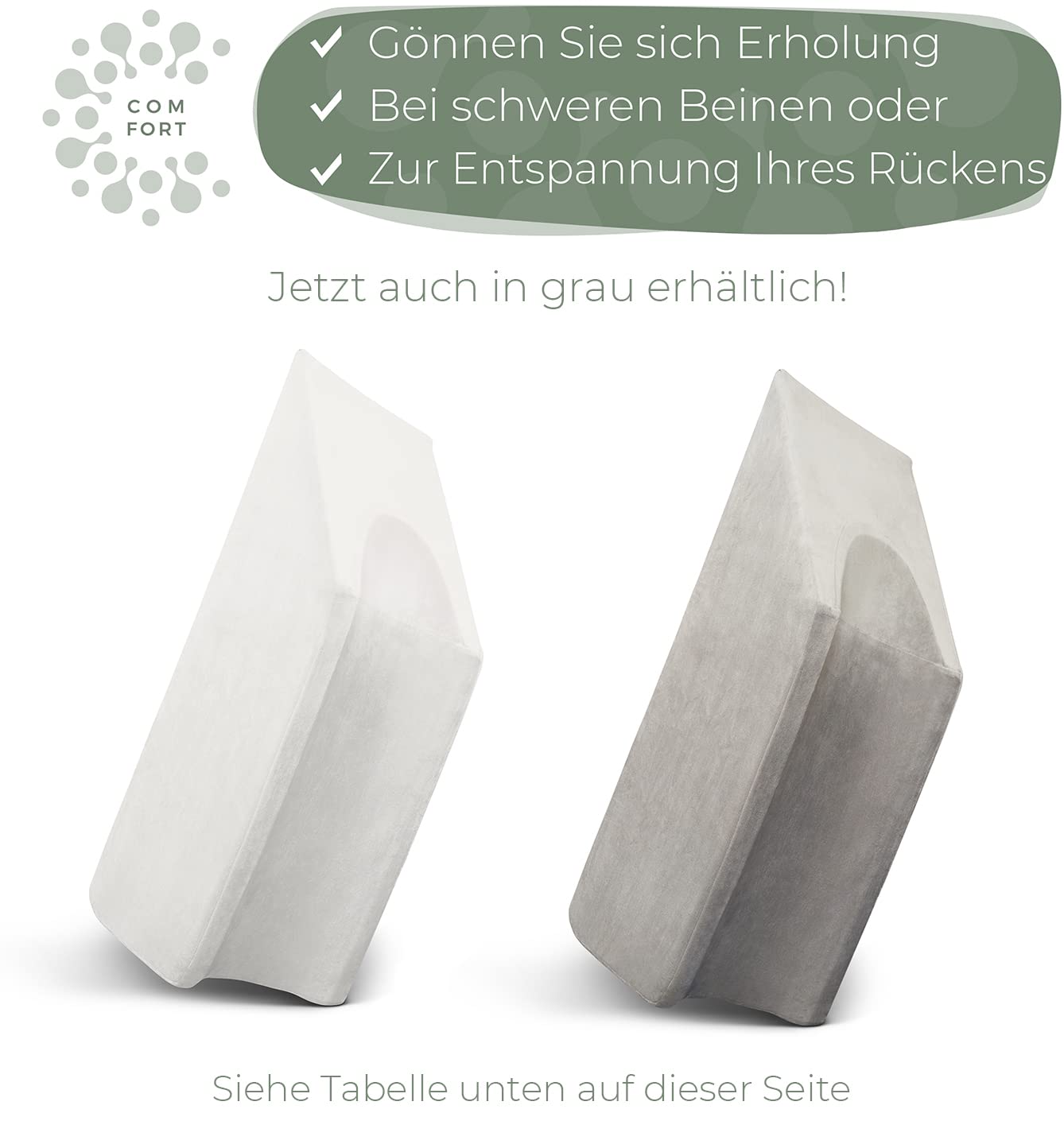 WELL B4 Venenkissen zum Beine hochlagern - Beinhochlagerungskissen, Beinauflage, Keilkissen, Stützkissen für Beine & Knie ideal als Lymphkissen, Venenkeil oder Beinkissen