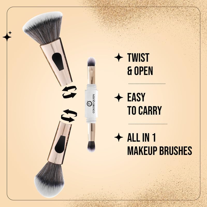 Colors Queen 4 in1 Makeup Brush with Fix Quickly Makeup Setting Spray | Multifunctional Brush with Soft Bristles | Light Weight Makeup Fixer Enriched with Vitamin E and Aloe Vera - Image 3 thumbnail