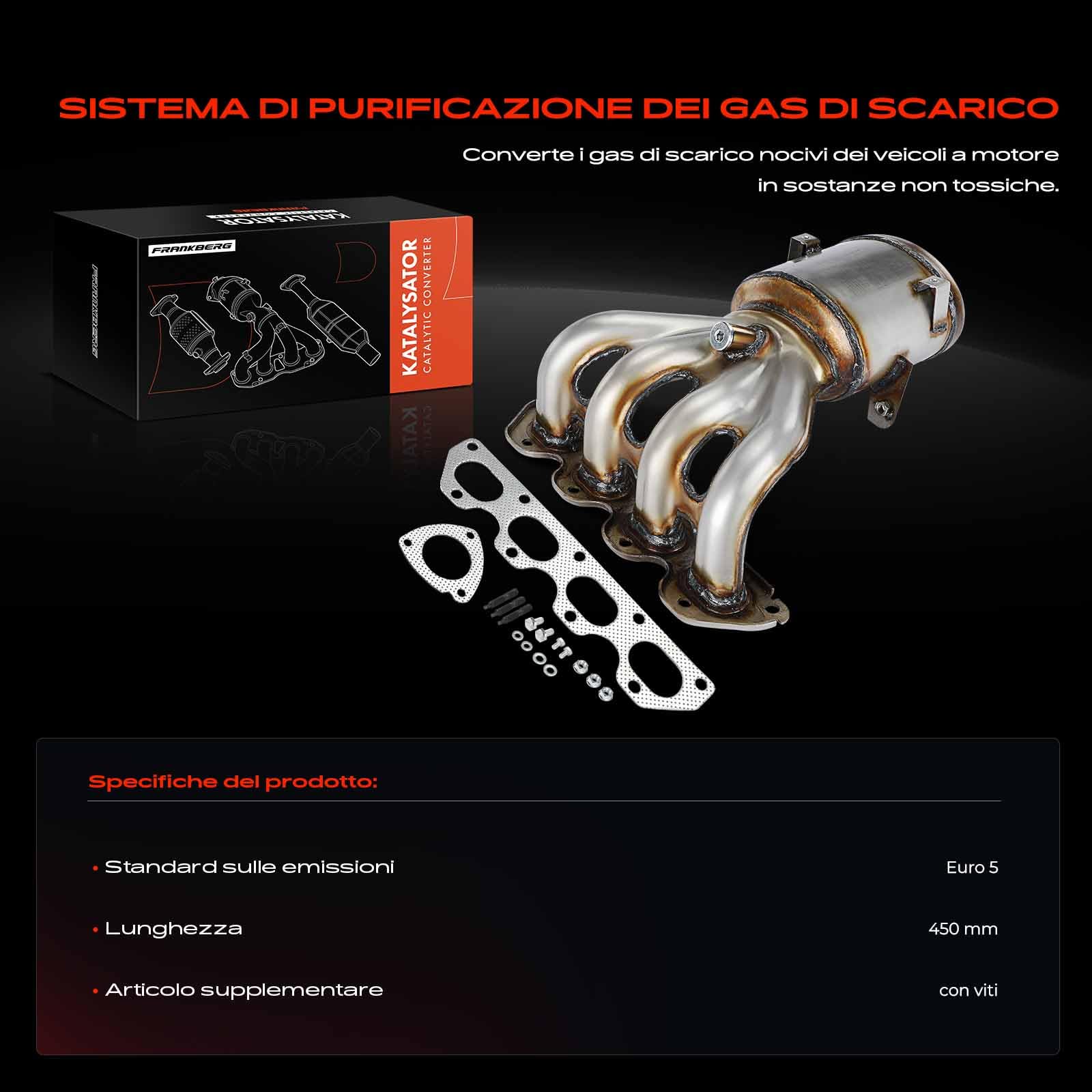Frankberg Convertitore Catalitico Benzina Compatibile con Zafira/Zafira Family B A05 1.6L Astra H Twintop A04 1.8L Astra H A04 1.8L Astra J P10 1.6L Mokka/Mokka X J13 1.6L Replace# 95524055