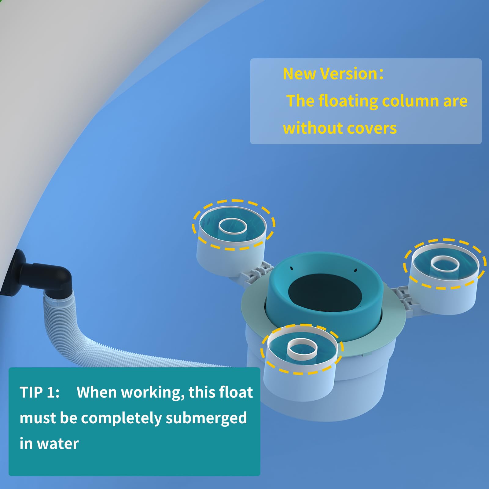 Skimmer per piscina fuori terra, nessuna installazione richiesta, nessuna staffa regolabile richiesta, viene fornito con 10 calzini filtranti, skimmer per piscina a triplo galleggiamento