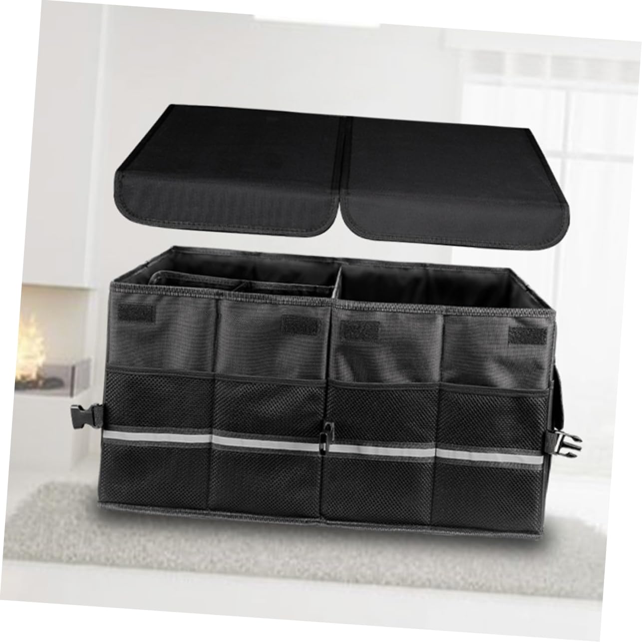 Mikinona Auto Kofferraum Aufbewahrungsbox, Klappbar, Oxford Cloth, Schwarz