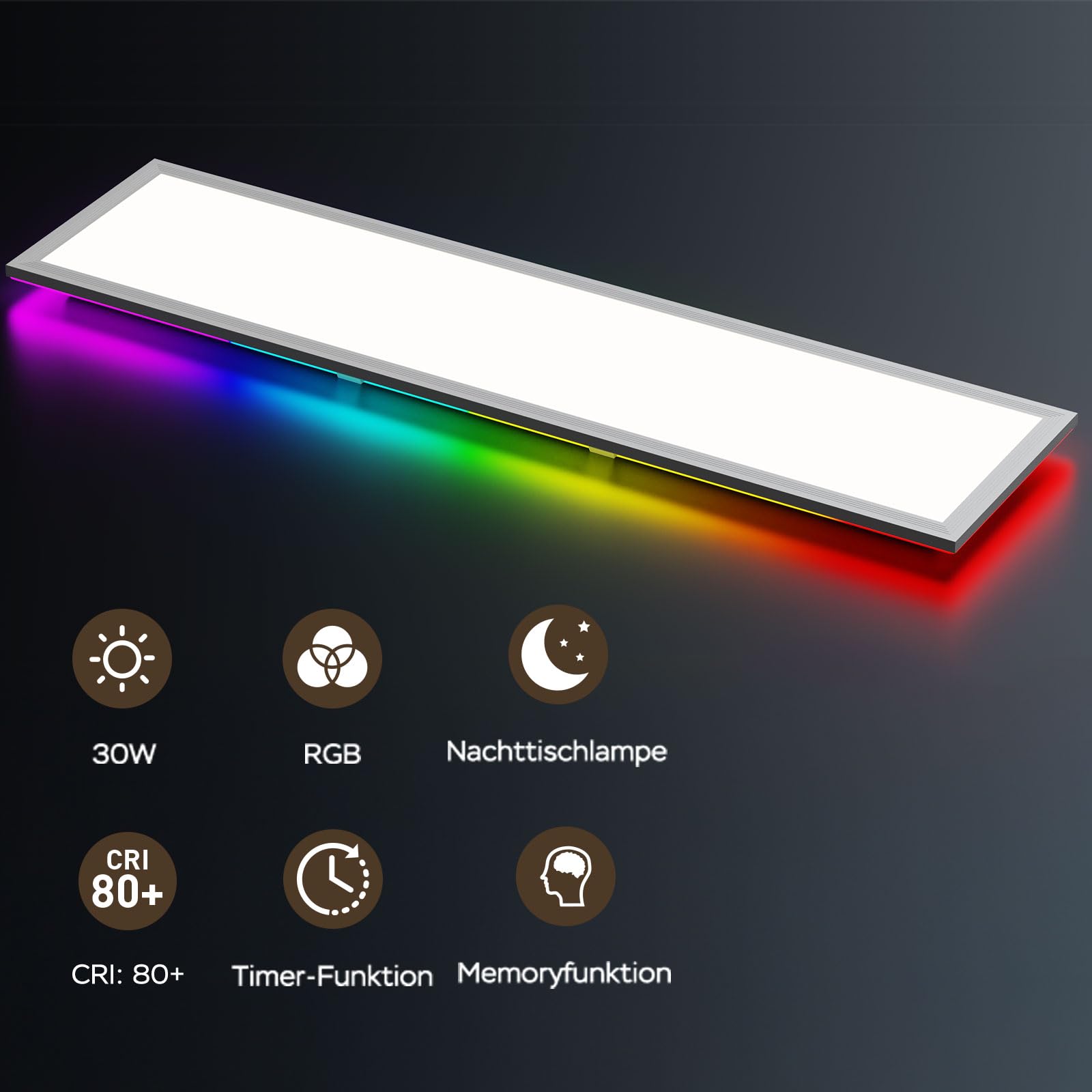 Plafoniera Led Soffitto 100x25cm, RGB + 3000-6500K Pannello LED Dimmerabile, 30W Lampada da Soffitto con Telecomando/Nachtlicht/Memory-Funktion per Dormitorio Cucina Soggiorno Libreria Aula