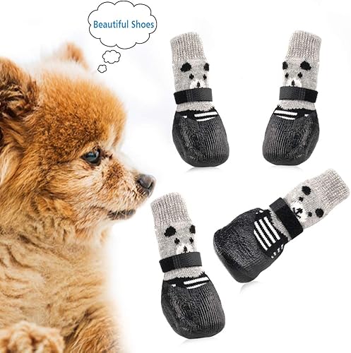 Miniatura 7 de RilexAwhile Calcetines para perros, botas, zapatos para perros, gatos, suela antideslizante, ajustables, para uso en interiores y exteriores (M,