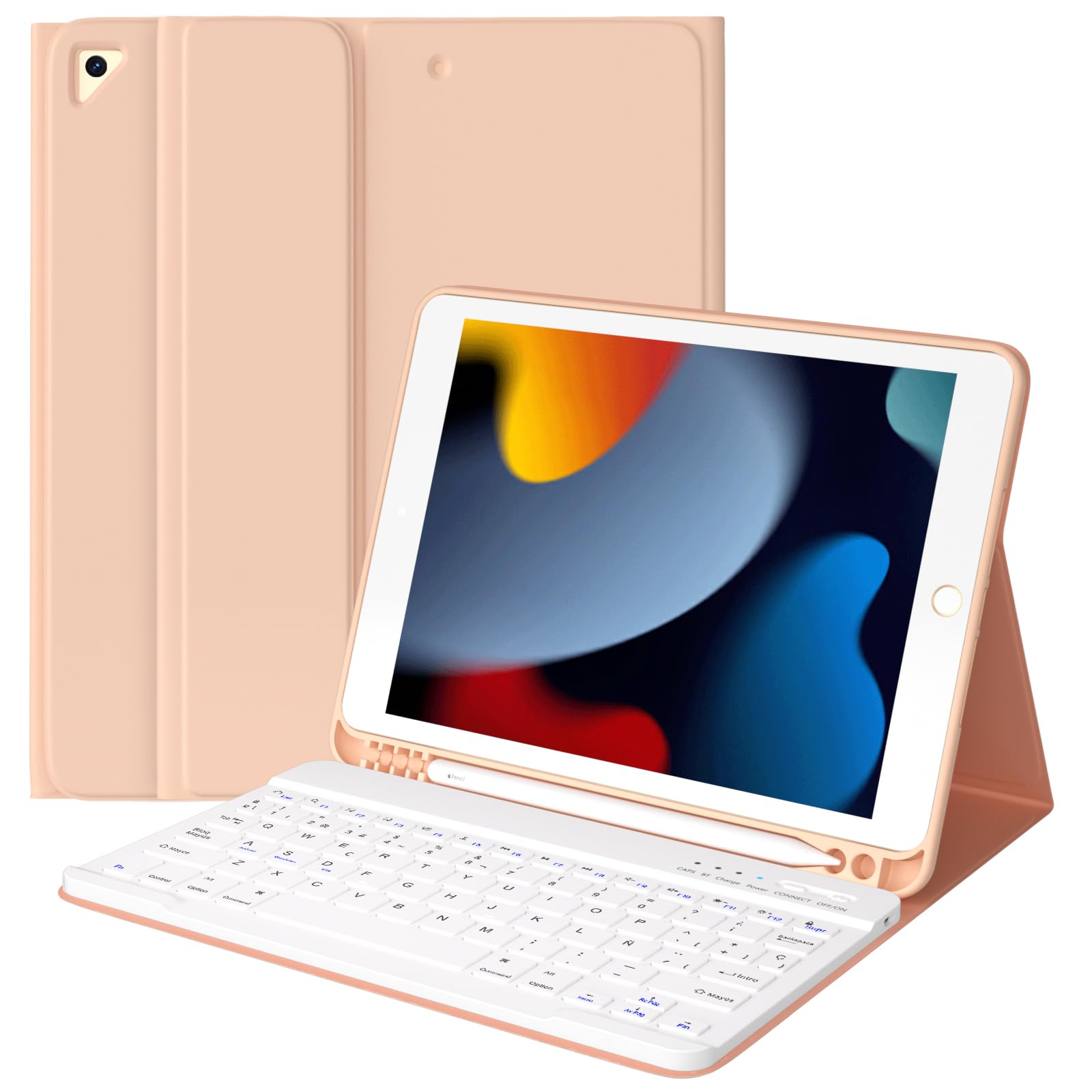 TQQ Funda Teclado iPad 9 generación con Porta lápices Incorporado, Desmontable Español Ñ Teclado para iPad 10.2" 9ª/8ª/7ª Gen, Pro 10.5" 2017, Air 3 2019 Global Recycled Standard Global Recycled Standard Global Recycled Standard
