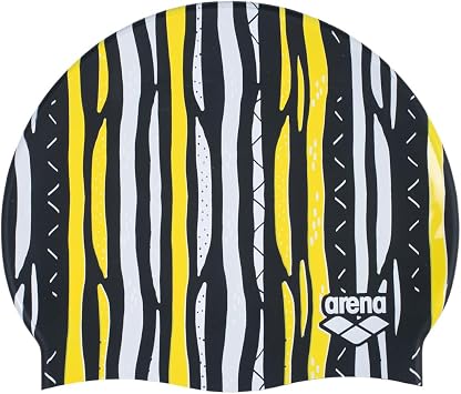 Arena Print Unisex Soft Silicone Swim Cap for Women and Men, Intensive Training Comfortable Non-Slip Long Hair Swimming Hat