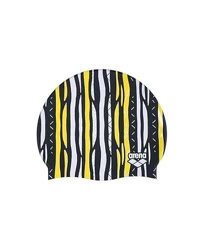 Arena Print Unisex Soft Silicone Swim Cap for Women and Men, Intensive Training Comfortable Non-Slip Long Hair Swimming Hat