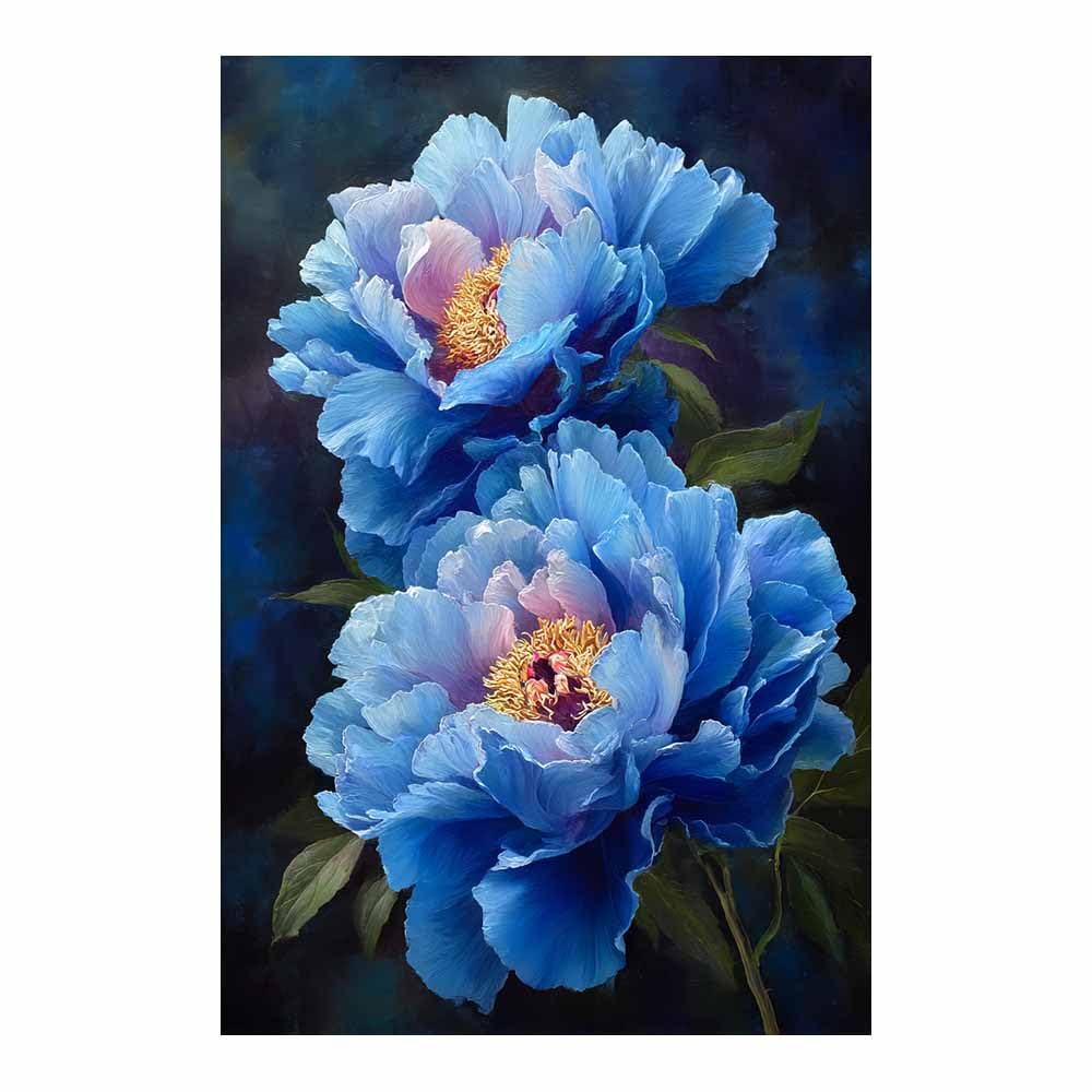 Xeniou Multicolor Flower Wall Art Canvas Blue Peony Flowers Canvas Wall Art, For Living Room Bedroom Home Wall Decoration(Multicolor)-80X120cm Unframed