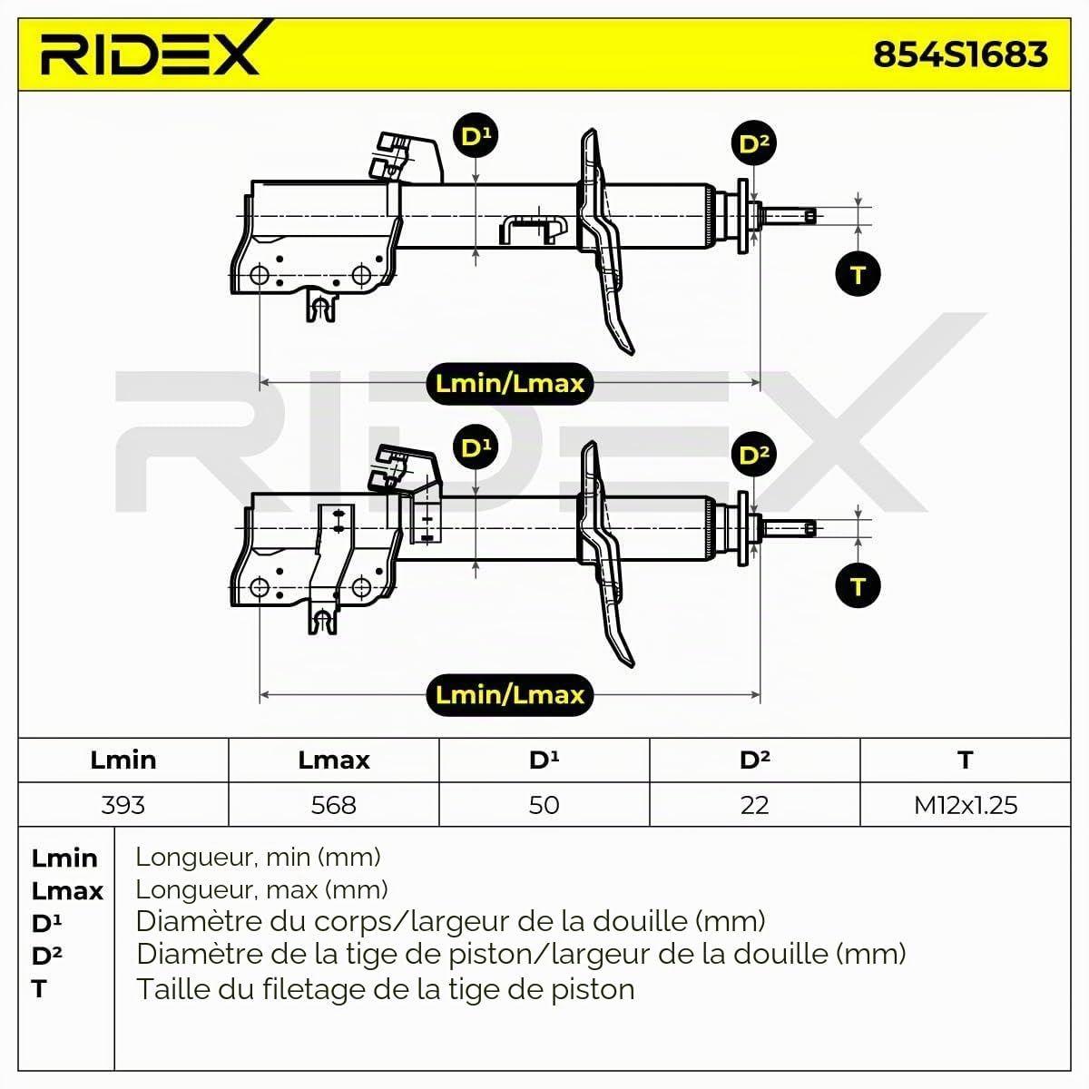 RIDEX 2x Amortisseur Avant Avant Droite Avant Gauche 2x Jeu, Pression de gaz Compatible avec NISSAN Qashqai/Qashqai +2 I J10, NJ10, RENAULT Megane 2 3/5 portes BM, CM, BM0/1, CM0/1 Koleos 1 HY