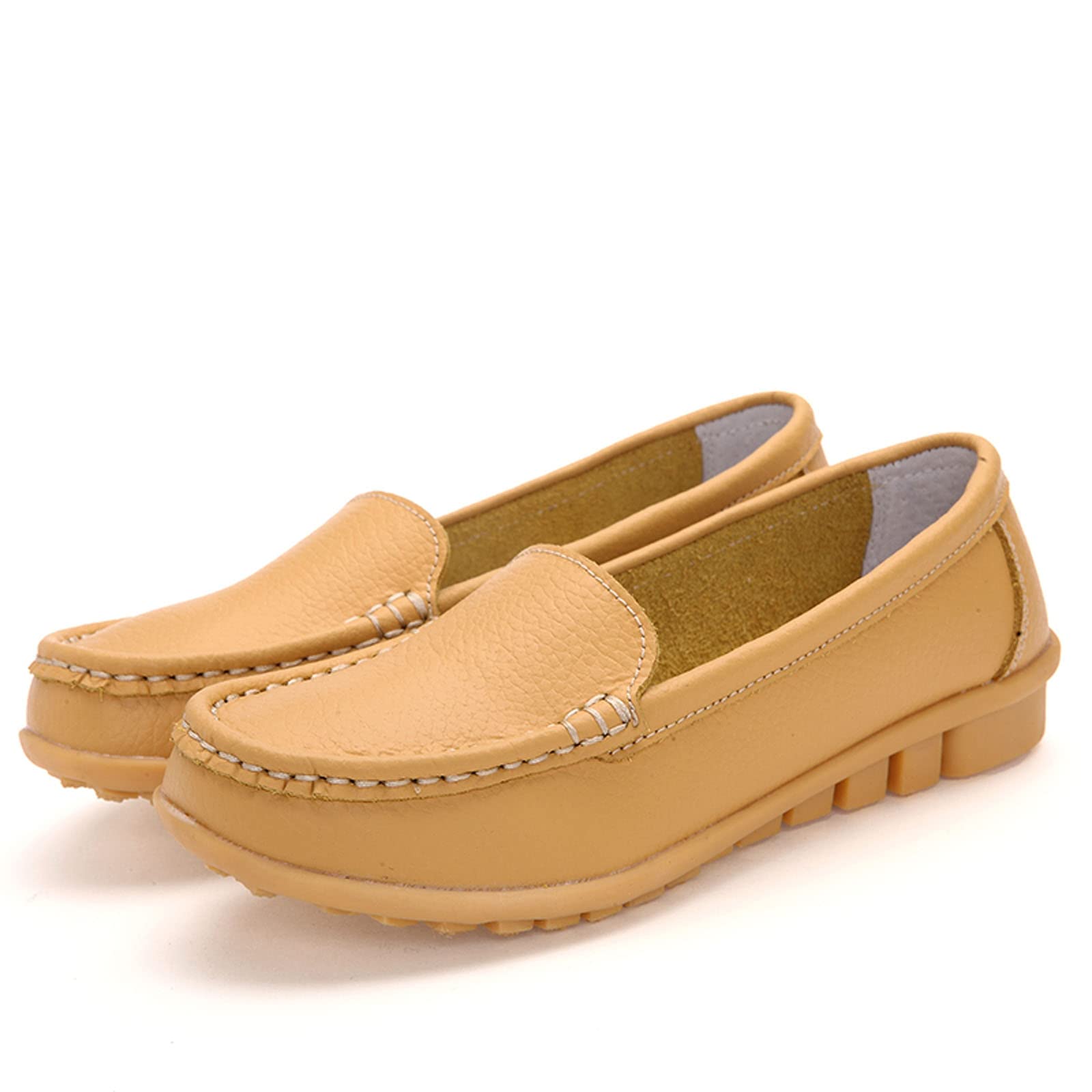 Meidiastra Mocasines Penny para mujer, zapatos planos de trabajo para enfermería, zapatos planos para mujer, Amarillo, 38 EU