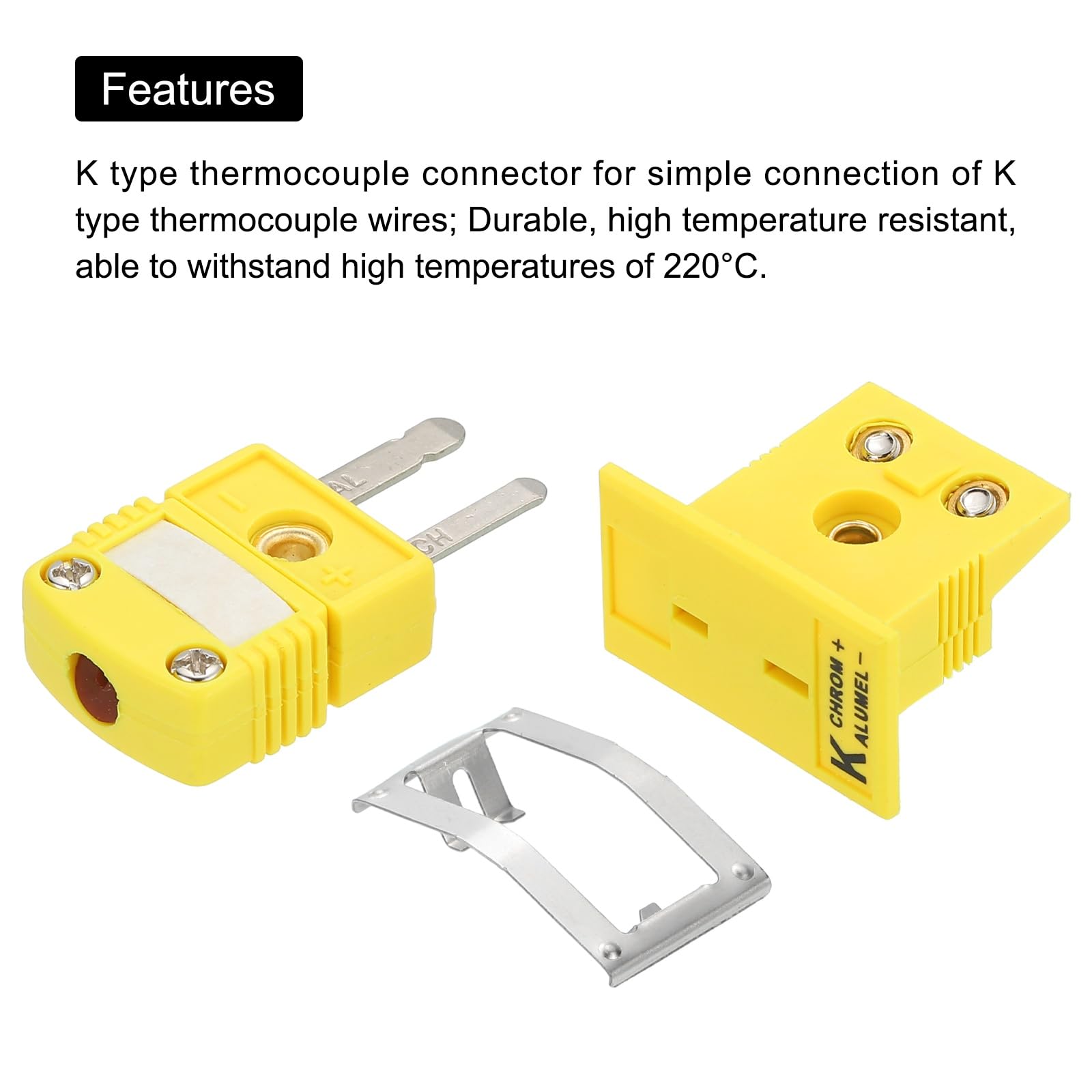 QUARKZMAN Connecteurs De Fil Thermocouple Type K Fiche Mâle Avec Mini Prise Panneau Montable 220°C(428°F) Pour Capteur Thermocouple 10 Jeu