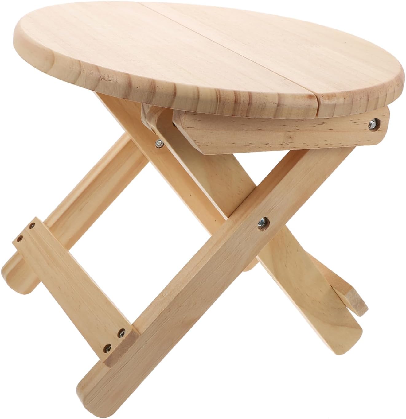 Cabilock Round Folding Wooden Stool Anti-Slip Low Stool for Home Use Simple Design Lightweight Suitable for Living Room and Entryway Easy to Store