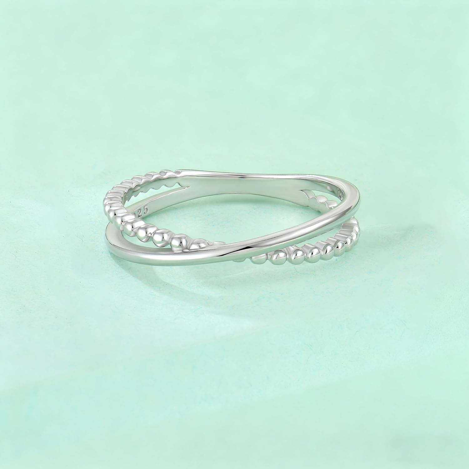 925 Sterling Silver Criss Cross Rings for Women - X Wedding Bands Stackable Eternity Ring Size 5-10