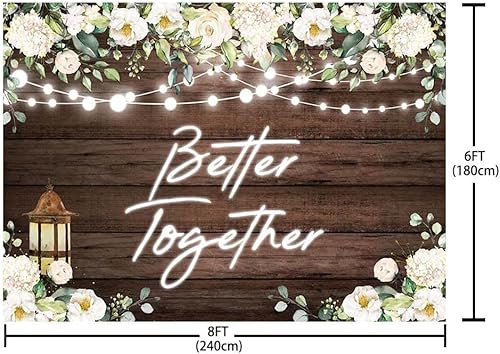 Miniatura 5 de Telón de fondo de madera rústica de 8 x 6 pies para boda, fondo de fotografía de madera rústica, flores blancas, boda, despedida de soltera,