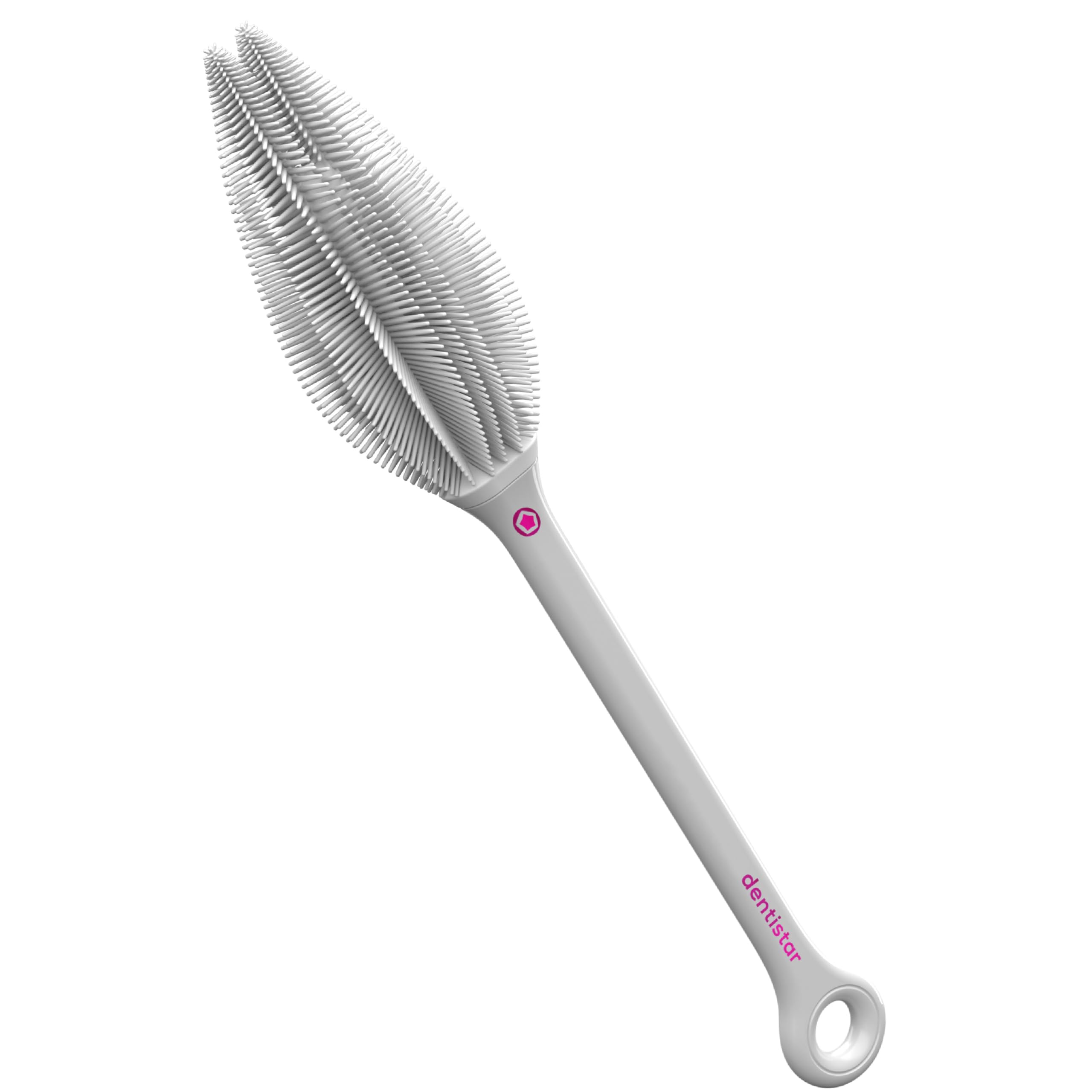 dentistar Spazzola Lunga per bottiglie in silicone – Spazzola per bottiglie per bottiglie, tazze e bicchieri, detergente per bottiglie flessibile con setole morbide in silicone – Senza BPA – Grigio