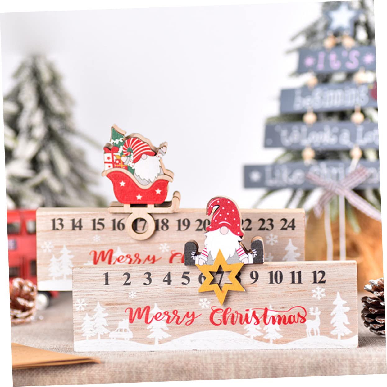 TOPBATHY 5 Pz Addobbi Natalizi Calendari Dell'avvento Di 12 Giorni Decorazione Festiva Per Le Vacanze Decorazioni Natalizie Per Il Conto Alla Rovescia Centrotavola Natalizi Di Legno