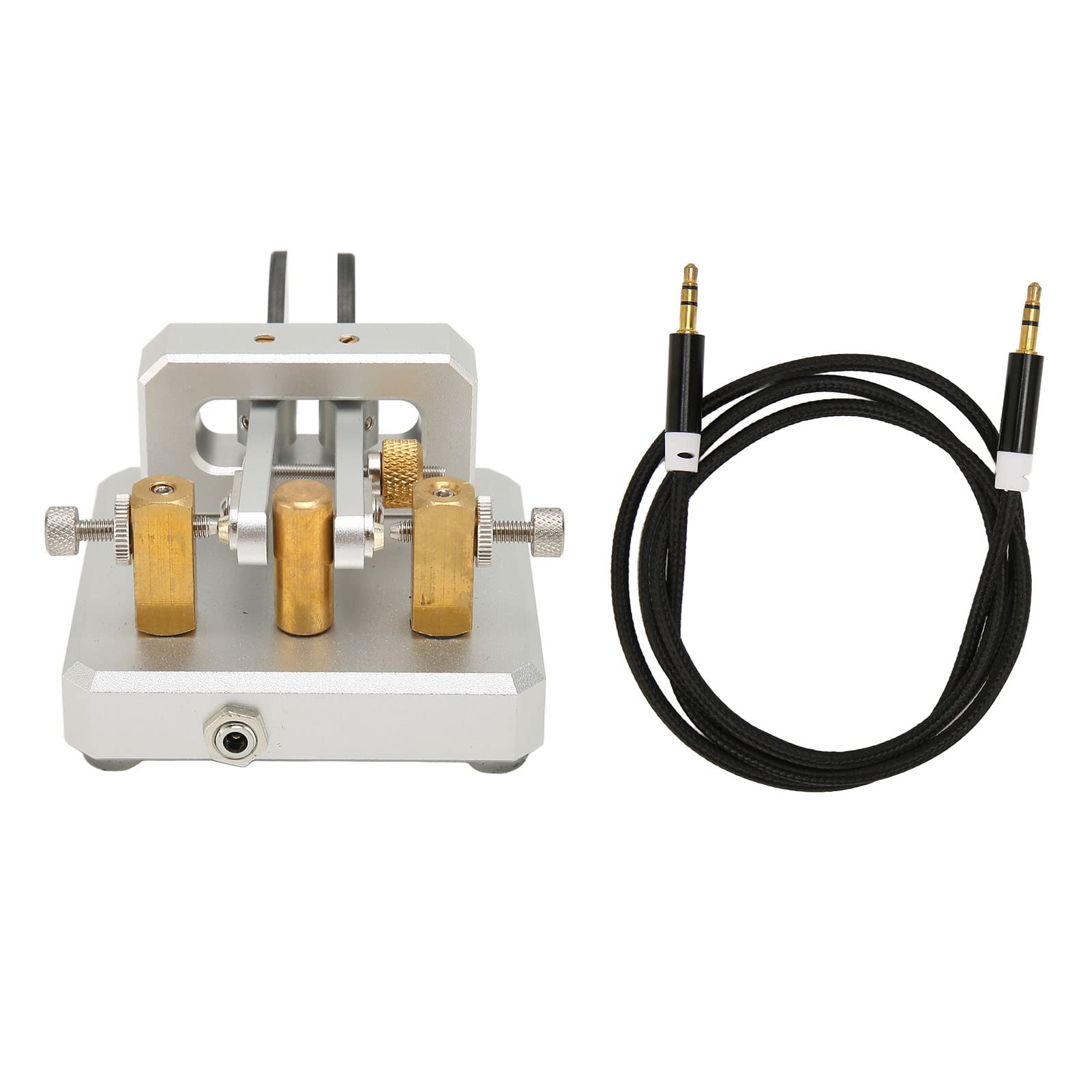 Lazmin112 Chiave con codice Morse a doppia paletta Custodia in acciaio inossidabile portatile per radio HAM Camping SOTA LOTA (Argento)