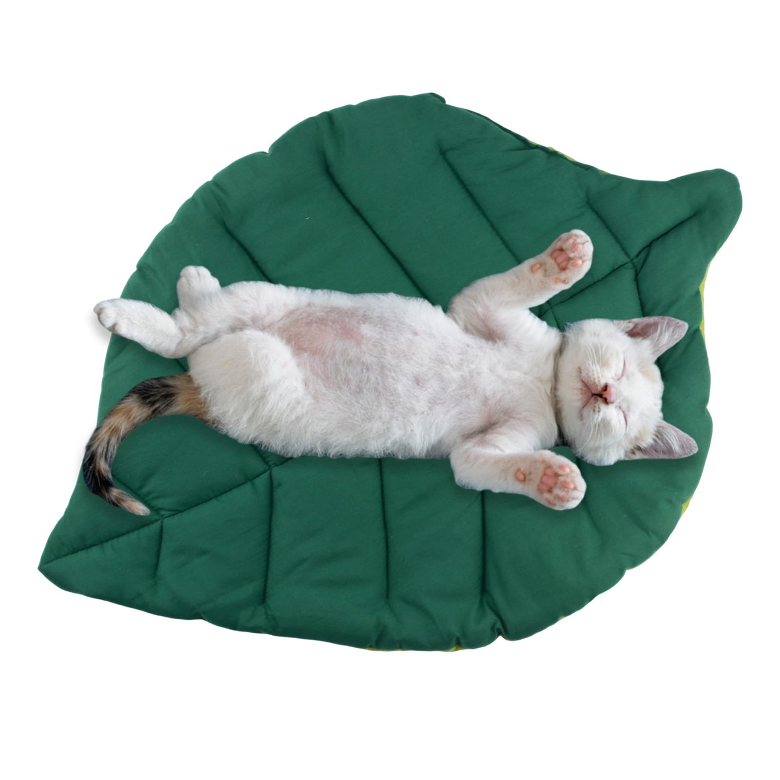 Kühlmatte für Katzen, Blattform, Baumwolle, weich, warm, Haustierunterlage für Innenbereich, Bett, Couch, Sofa, Böden, Katze und Hund, warme Matratze (grün)