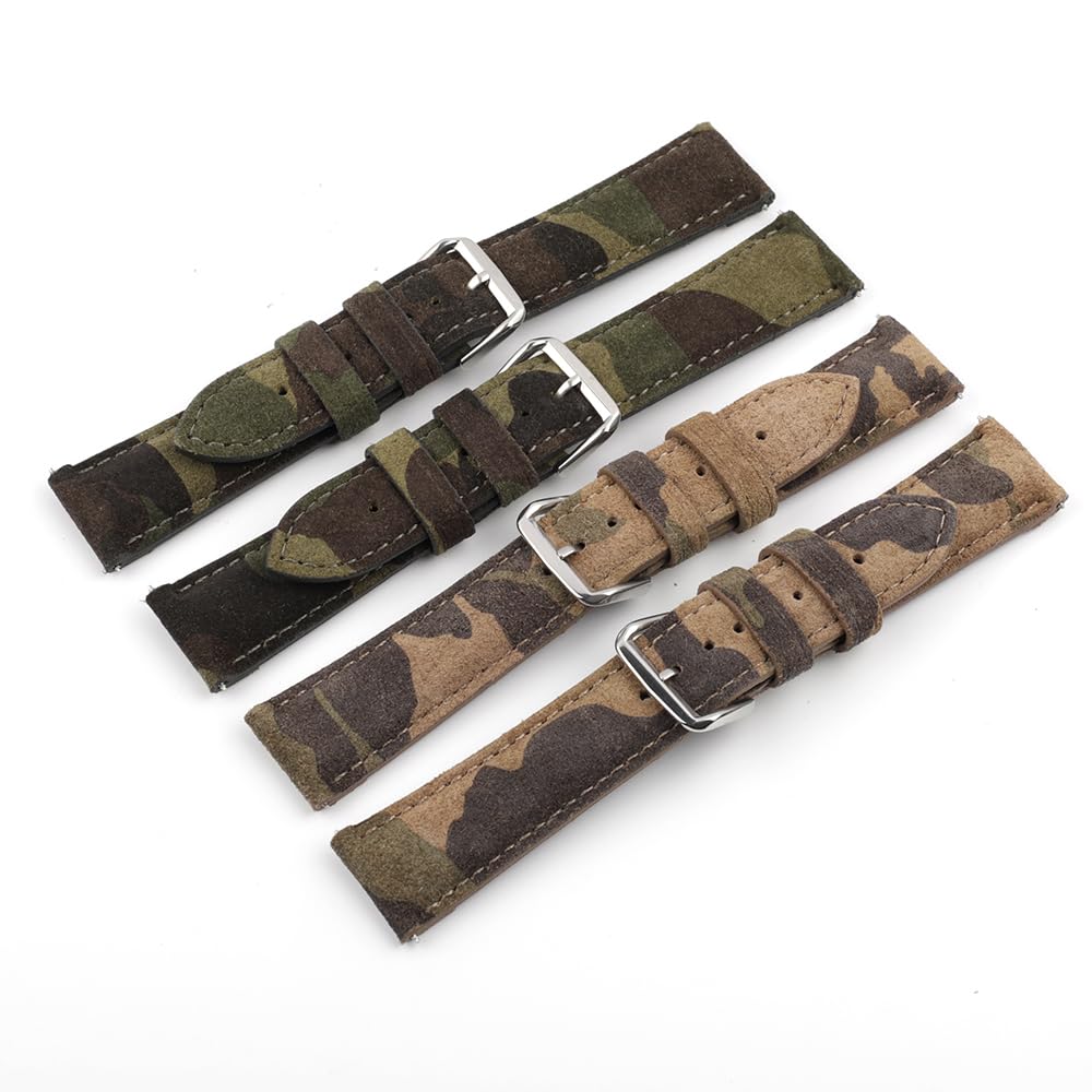 Wildleder -Leder -Uhrengurt 18 mm 20 mm 22 mm Vintage handgefertigtes Uhrenband braunes grüne Ersatzgurte für Zubehör