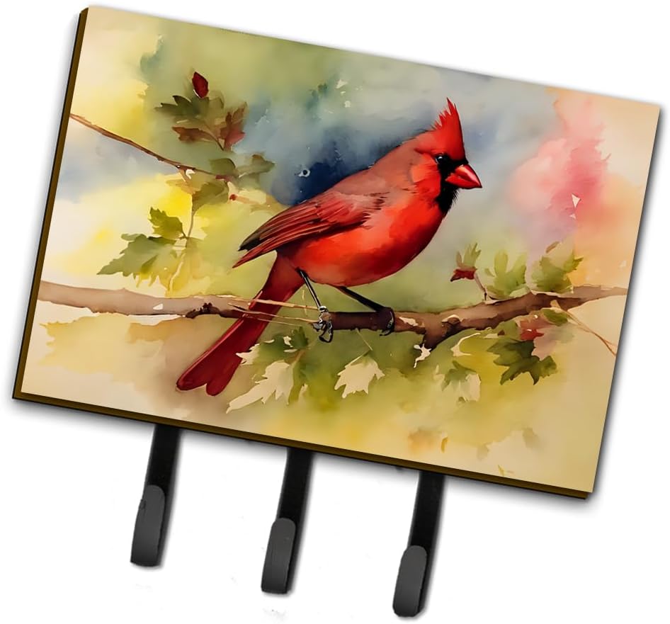 Caroline's Treasures Cardinal Leash or Key Holder Wall Hooks, Key Hooks Holder, Coat Rack Wall Mount, Coat Hooks, Hooks for Hanging Keys, Towels, Aprons, Leashes