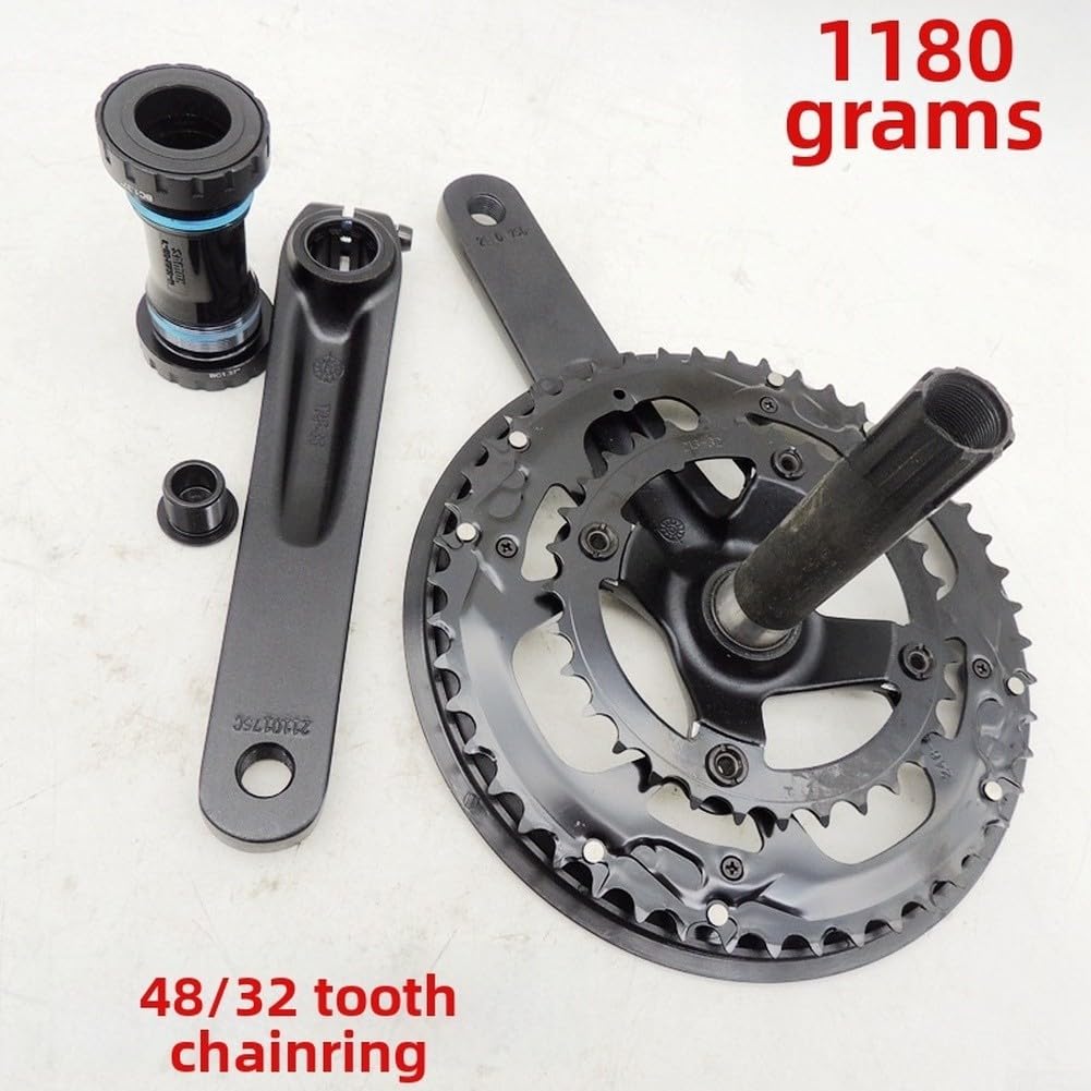 Guarnitura per bici da strada, 48 denti, 32 denti, per pedivella Hollowtech in alluminio leggero, dimensioni 165 mm, 170 mm, 175 mm, con movimento centrale per cambio di marcia preciso e