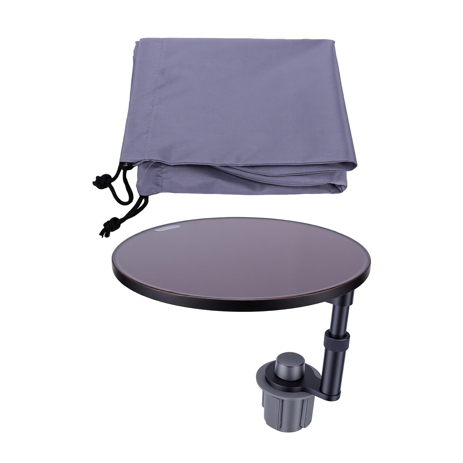KIMISS Vassoio per Alimenti per Auto Scrivania per Auto in Legno con Rotazione di 360 Gradi Altezza Regolabile Supporto per Tazza in Lega di Alluminio Carico di 5 kg per Pasti per Laptop