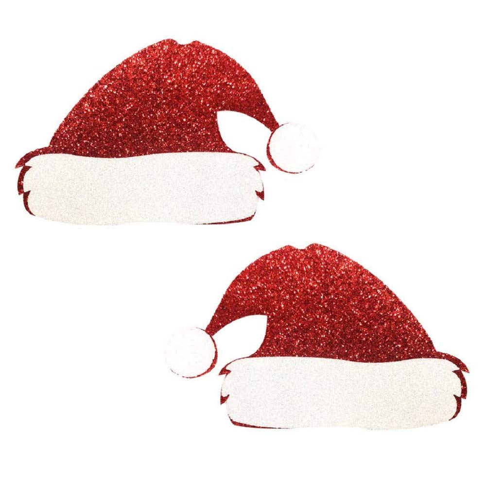 Neva Nude Iridescent Crystal Beamz Nipztix Pasties Nipple Covers for Festivals, Raves, Lingerie and More, Made in USA: Santas Hat