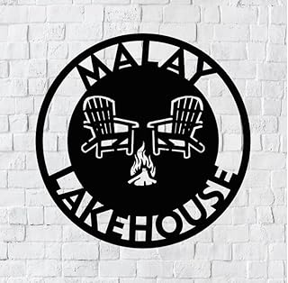 Personalized Metal Lakehouse Sign | Custom Cottage Sign | Metal Sign | Metal Camping Sign | Custom Cottage Plaque (XL 26" x 26", Matte Black)