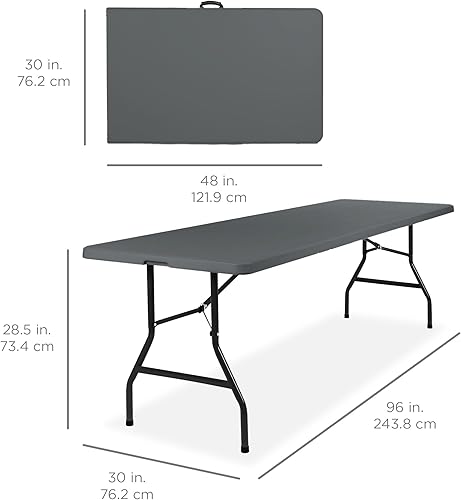 Miniatura 10 de Best Choice Products Mesa plegable de plástico de 4 pies, para interiores y exteriores, resistente, portátil, con asa, cerradura para picnic, Negro