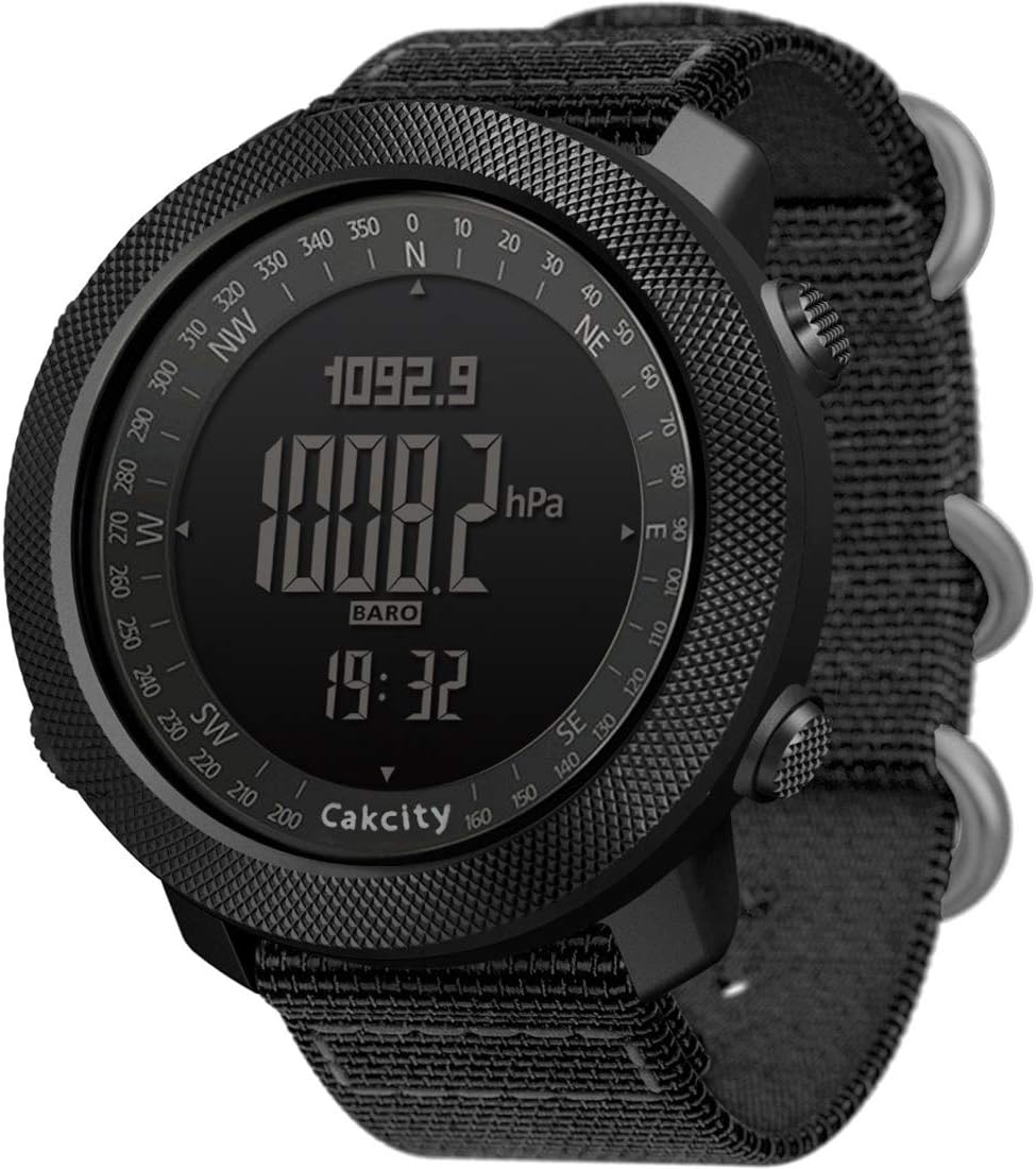 CakCityDigital Sports Watches for Men Military Watches with Compass Temperature, Steps Tracker, Large Dial, Model: Apache