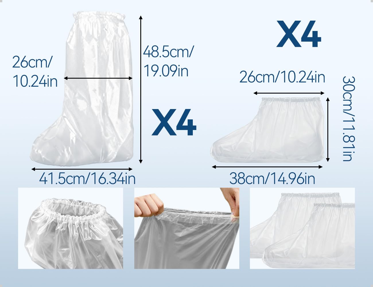 Copriscarpe Impermeabili USA e Getta Trasparenti Antipioggia con Elastici per Adulti