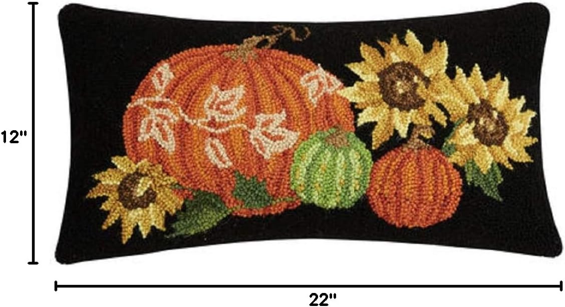 Peking Handicraft 31SERX397C22OB Autumn Still Life Oblong Hook Pillow, 22-inch Width, Cotton and Wool